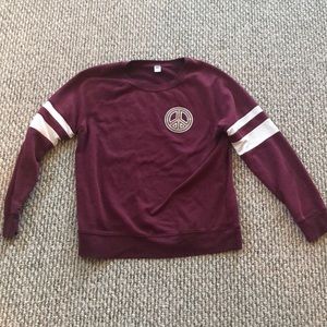 Burgundy Sweater w/ Gold Peace Sign